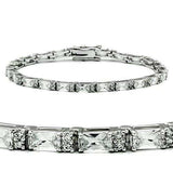 47401 - Rhodium Brass Bracelet with AAA Grade CZ in Clear - Alamode - Flyclothing LLC