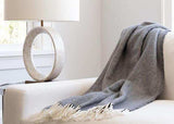 Dark Grey and White Dreamy Soft Herringbone Throw Blanket - Homeroots - Flyclothing LLC