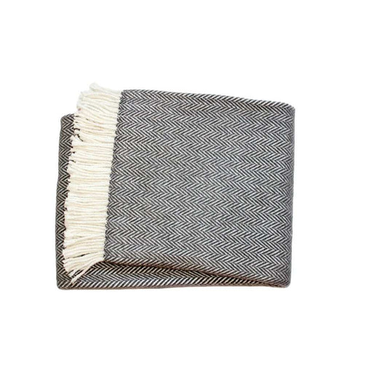 Dark Grey and White Dreamy Soft Herringbone Throw Blanket - Homeroots - Flyclothing LLC
