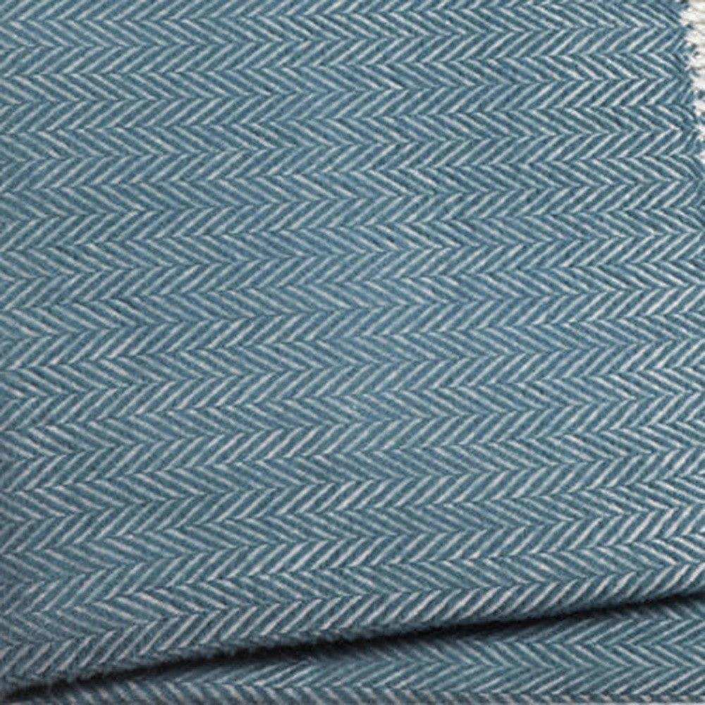 Aqua Blue and White Dreamy Soft Herringbone Throw Blanket - Homeroots - Flyclothing LLC