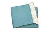 55" X 70" Teal Blue and White Woven Herringbone Plush Throw Blanket - Homeroots - Flyclothing LLC