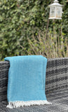 55" X 70" Teal Blue and White Woven Herringbone Plush Throw Blanket - Homeroots - Flyclothing LLC