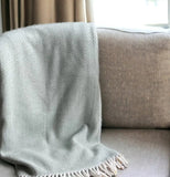 55" X 70" Sage and Ivory Woven Cotton Herringbone Plush Throw Blanket - Homeroots - Flyclothing LLC