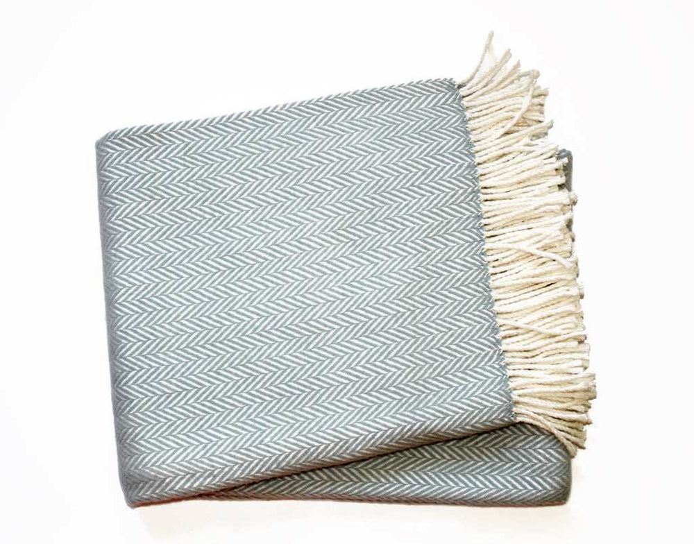 Sky Blue and White Dreamy Soft Herringbone Throw Blanket - Homeroots - Flyclothing LLC