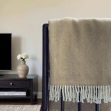 Copper and White Dreamy Soft Herringbone Throw Blanket - Homeroots - Flyclothing LLC