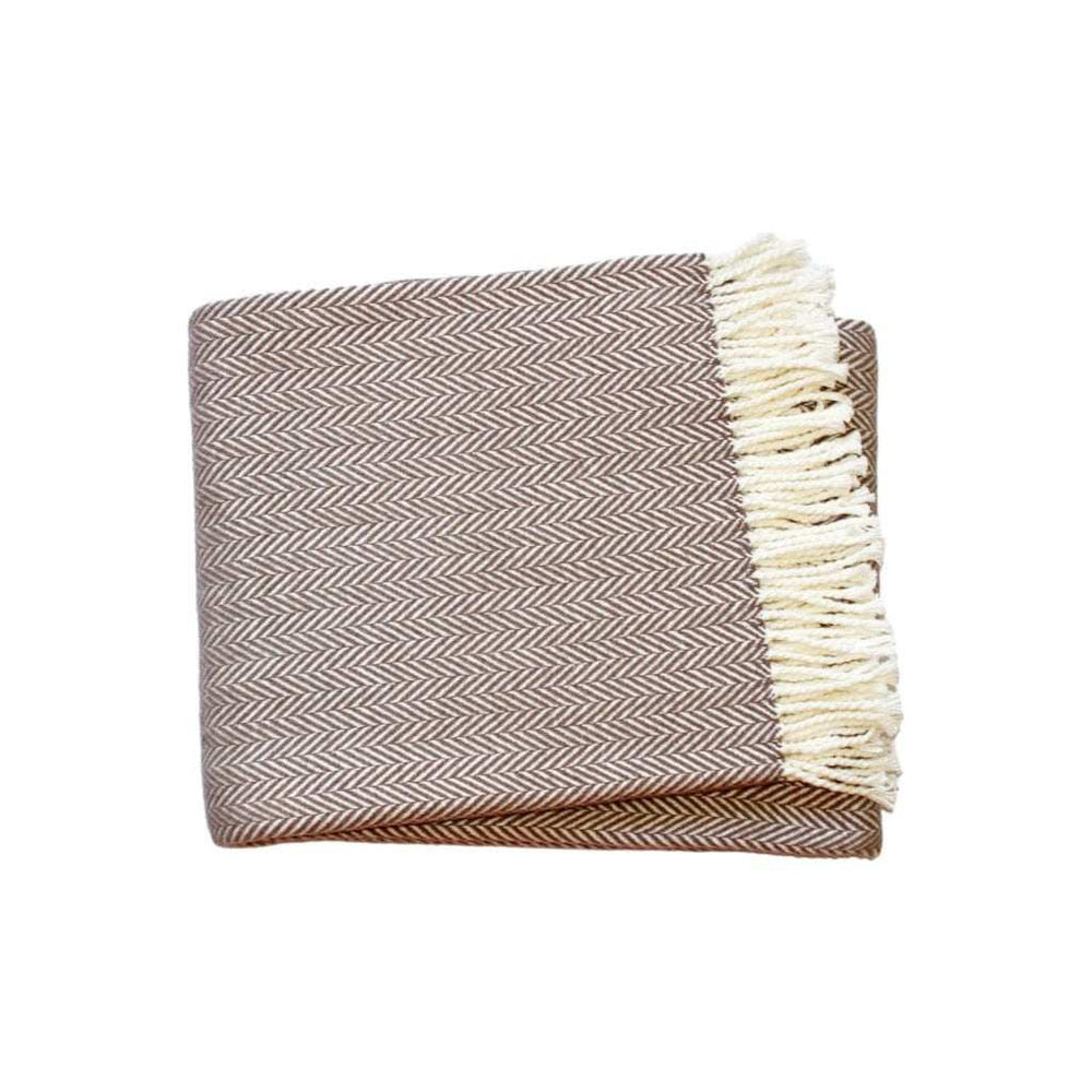 Brown and White Dreamy Soft Herringbone Throw Blanket - Homeroots - Flyclothing LLC