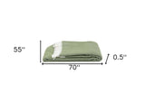 Moss Green and White Dreamy Soft Herringbone Throw Blanket - Homeroots - Flyclothing LLC