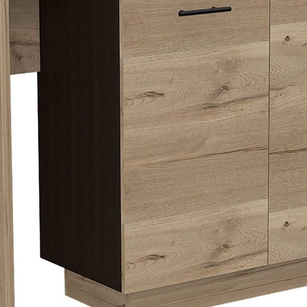 Black and Light Oak Contemporary Kitchen Island with Bar Table - Homeroots - Flyclothing LLC