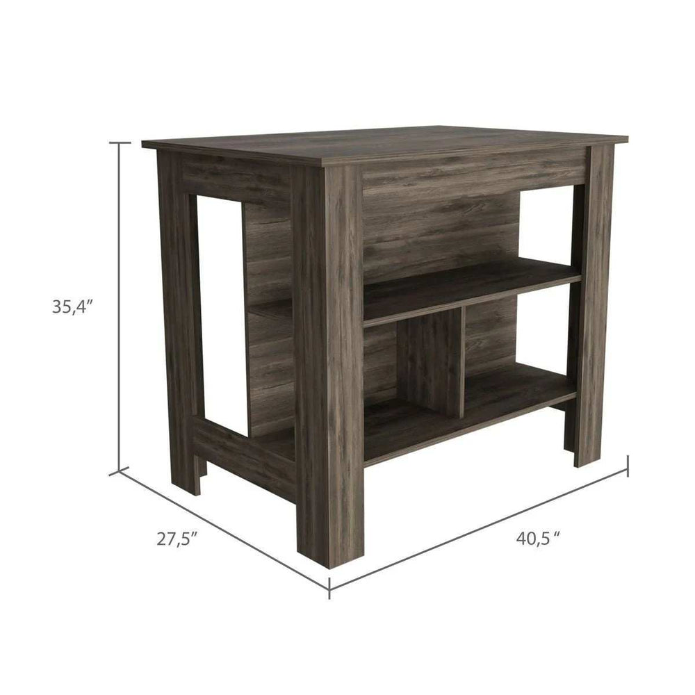 Brown Kitchen Island with Three Storage Shelves - Homeroots - Flyclothing LLC