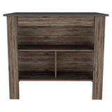 Dark Brown and Onyx Kitchen Island with Three Storage Shelves - Homeroots - Flyclothing LLC