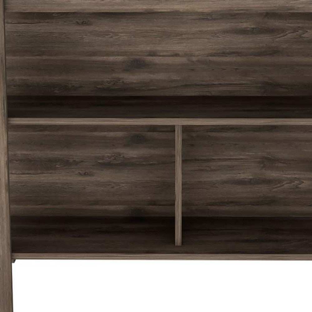 Dark Brown and Onyx Kitchen Island with Three Storage Shelves - Homeroots - Flyclothing LLC