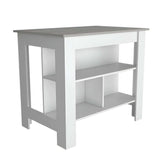 Marble and White Kitchen Island with Three Storage Shelves - Homeroots - Flyclothing LLC