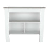 Marble and White Kitchen Island with Three Storage Shelves - Homeroots - Flyclothing LLC