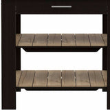 Light Oak and Black Kitchen Island with Drawer and Two Open Shelves - Homeroots - Flyclothing LLC