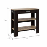 Light Oak and Black Kitchen Island with Drawer and Two Open Shelves - Homeroots - Flyclothing LLC