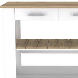Light Oak and White Kitchen Island with Drawer Shelves and Casters - Homeroots - Flyclothing LLC
