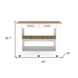 Light Oak and White Kitchen Island with Drawer Shelves and Casters - Homeroots - Flyclothing LLC
