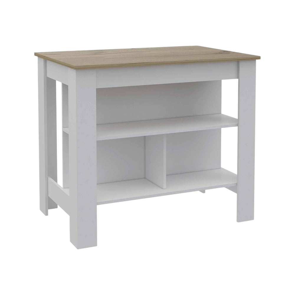 White and Brown 41" Kitchen Island With Storage - Homeroots - Flyclothing LLC