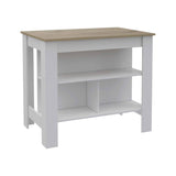 White and Brown 41" Kitchen Island With Storage - Homeroots - Flyclothing LLC
