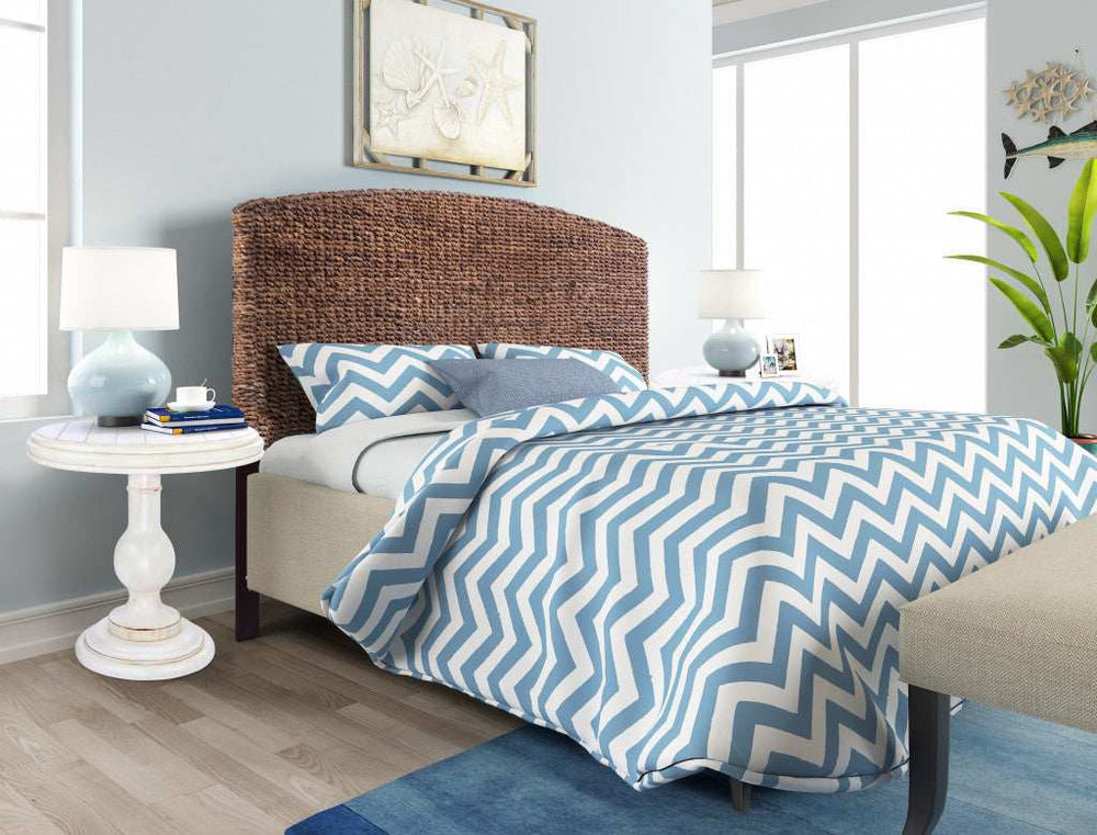 Brown Natural and Rustic Woven Banana Leaf Curved King Size Headboard - Homeroots - Flyclothing LLC