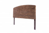 Brown Natural and Rustic Woven Banana Leaf Curved King Size Headboard - Homeroots - Flyclothing LLC