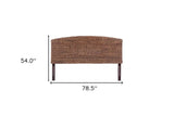 Brown Natural and Rustic Woven Banana Leaf Curved King Size Headboard - Homeroots - Flyclothing LLC