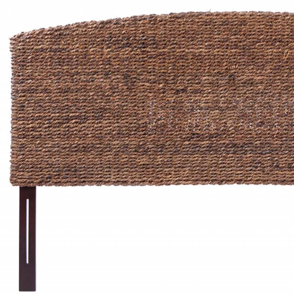 Brown Natural and Rustic Woven Banana Leaf Curved Queen Size Headboard - Homeroots - Flyclothing LLC