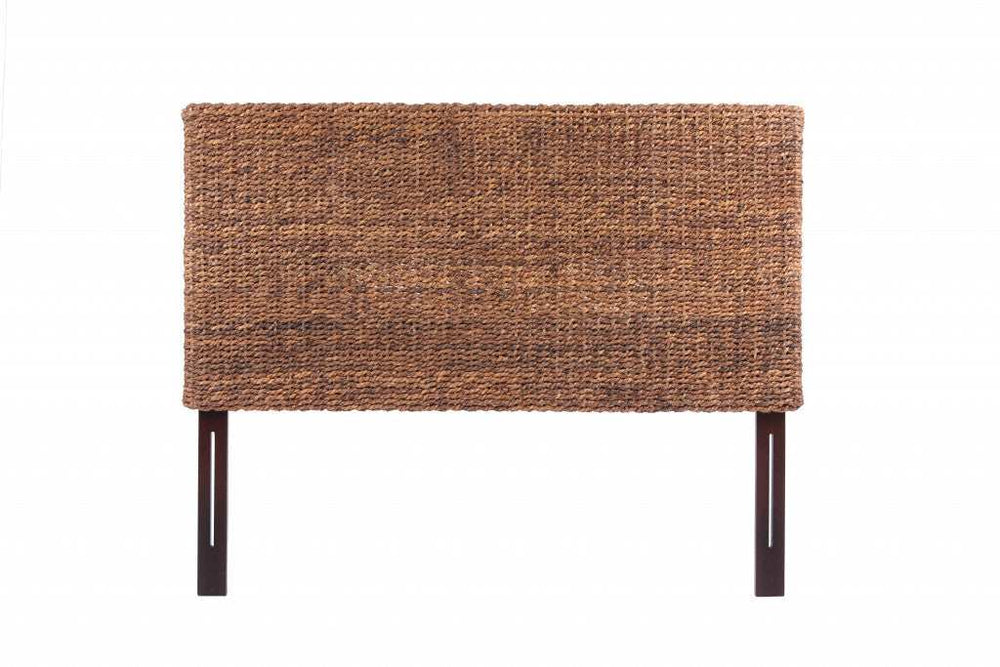 Brown Natural and Rustic Woven Banana Leaf Straight Queen Size Headboard - Homeroots - Flyclothing LLC