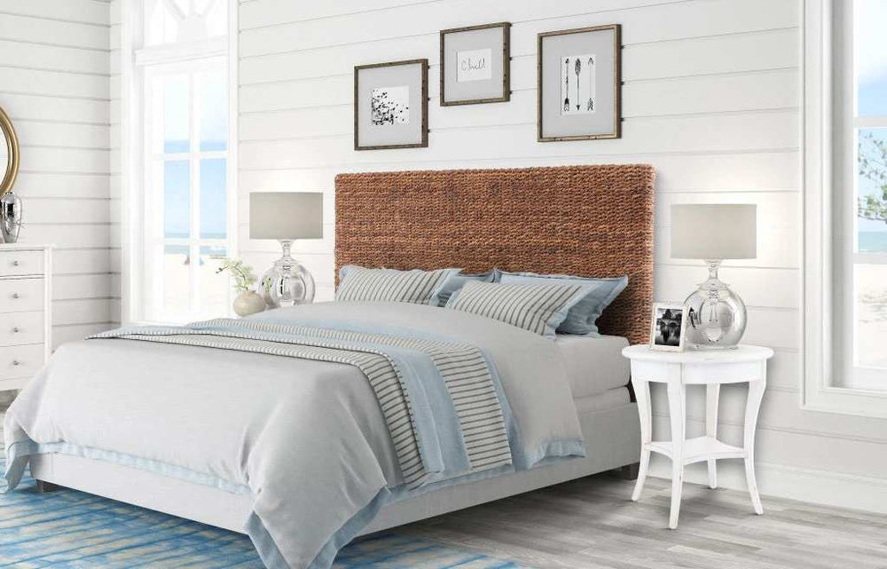 Brown Natural and Rustic Woven Banana Leaf Straight Queen Size Headboard - Homeroots - Flyclothing LLC