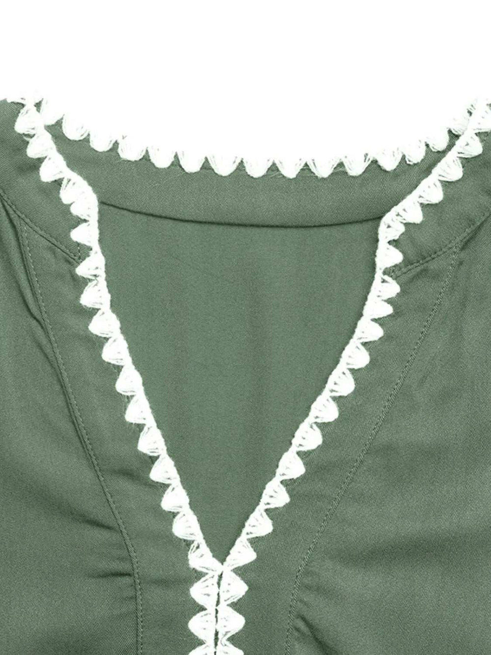 Lace Detail Notched Flounce Sleeve Mini Dress - Trendsi - Flyclothing LLC