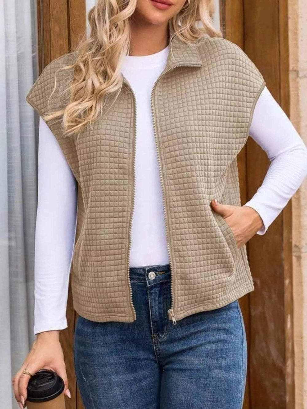Zip-Up Vest Coat - Trendsi - Flyclothing LLC
