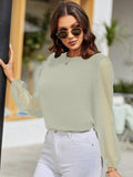 Round Neck Balloon Sleeve Blouse - Trendsi - Flyclothing LLC