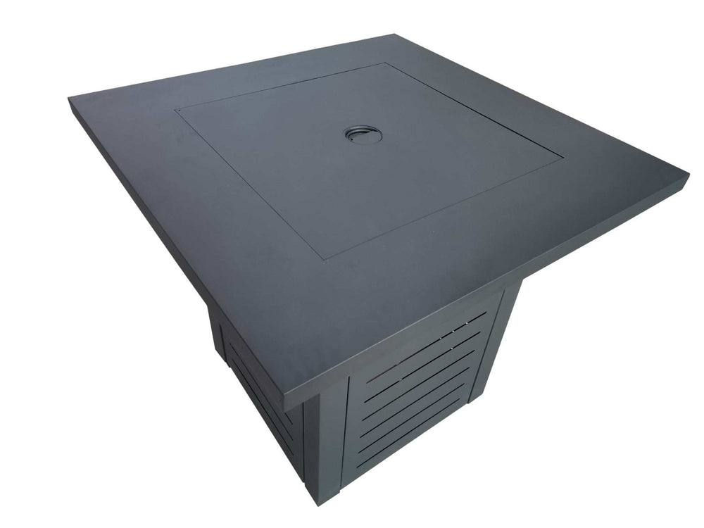 Black Slatted Metal Square Fire Pit with Glass Rocks - Homeroots - Flyclothing LLC