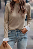Lace Detail Round Neck Long Sleeve T-Shirt - Trendsi - Flyclothing LLC