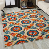 2' X 4' Orange And Ivory Moroccan Stain Resistant Indoor Outdoor Area Rug - Homeroots - Flyclothing LLC
