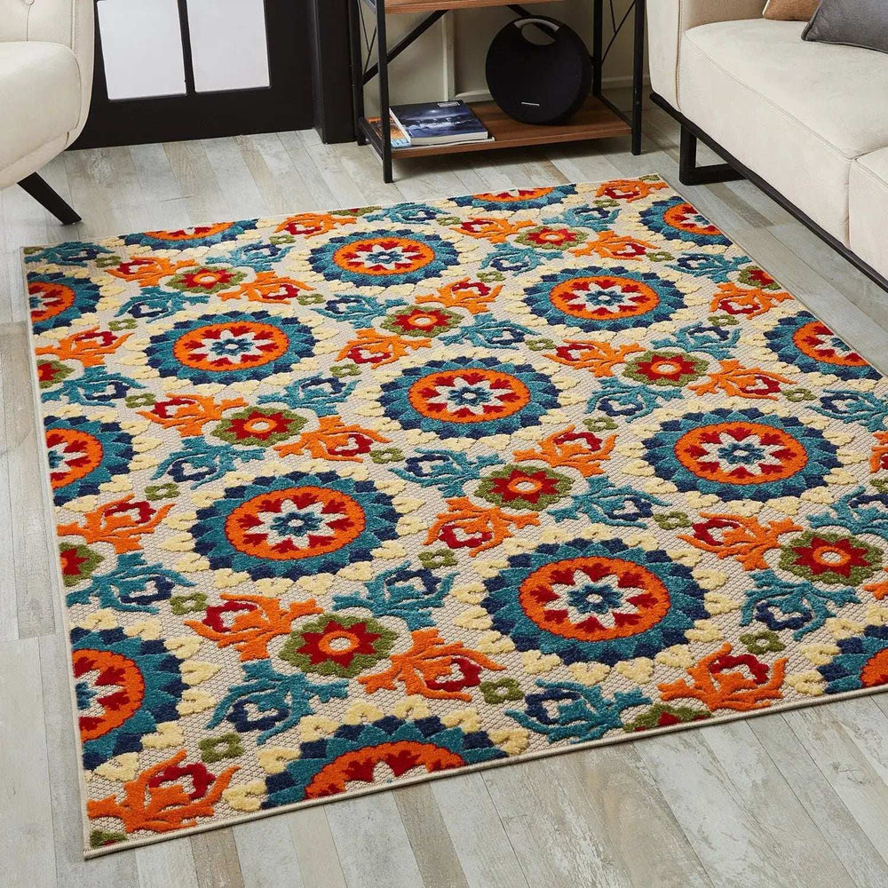 5' X 7' Orange And Ivory Moroccan Stain Resistant Indoor Outdoor Area Rug - Homeroots - Flyclothing LLC