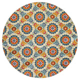 8' Round Orange And Ivory Round Moroccan Stain Resistant Indoor Outdoor Area Rug - Homeroots - Flyclothing LLC