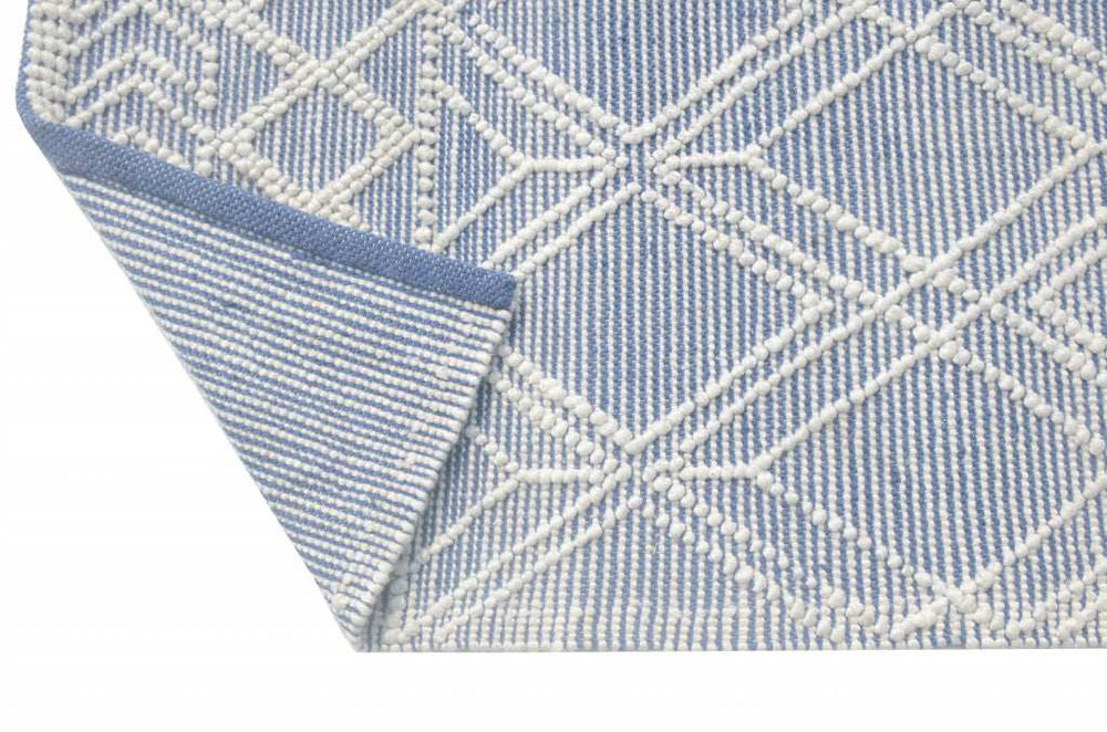 6' X 9' Blue and Ivory Geometric Handmade Area Rug - Homeroots - Flyclothing LLC