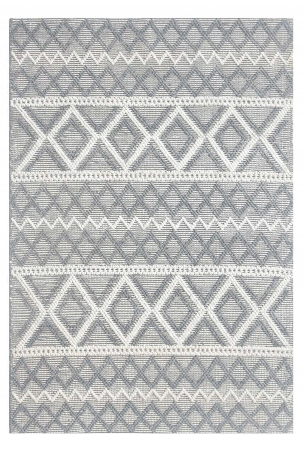 9' X 13' Gray Ivory Diamonds Boho Chic Area Rug - Homeroots - Flyclothing LLC