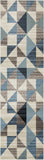 8' Runner Blue Geometric Runner Rug - Homeroots - Flyclothing LLC