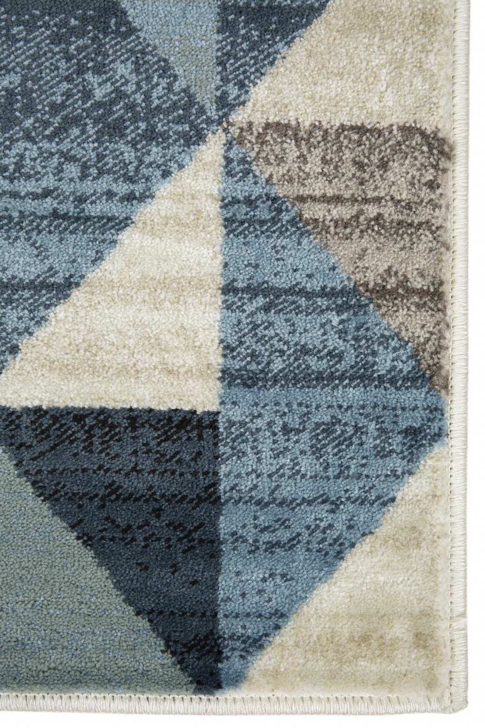 8' Runner Blue Geometric Runner Rug - Homeroots - Flyclothing LLC