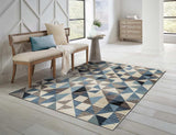 3' X 5' Blue Geometric Area Rug - Homeroots - Flyclothing LLC