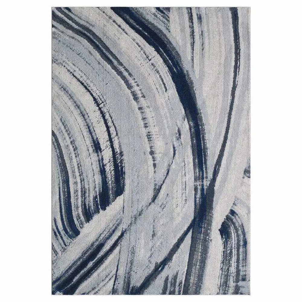 5' X 8' Ivory and Blue Abstract Area Rug - Homeroots - Flyclothing LLC