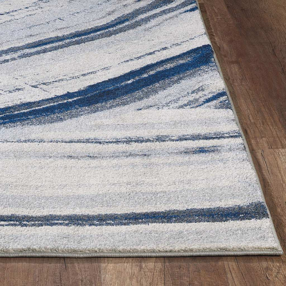 5' X 8' Ivory and Blue Abstract Area Rug - Homeroots - Flyclothing LLC