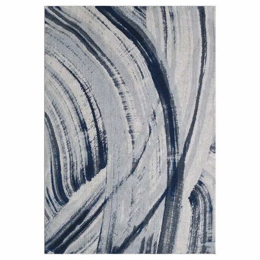 8' X 11' Ivory and Blue Abstract Area Rug - Homeroots - Flyclothing LLC