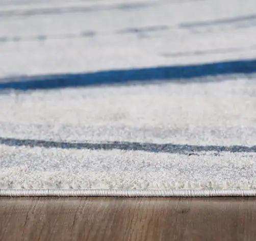 8' X 11' Ivory and Blue Abstract Area Rug - Homeroots - Flyclothing LLC