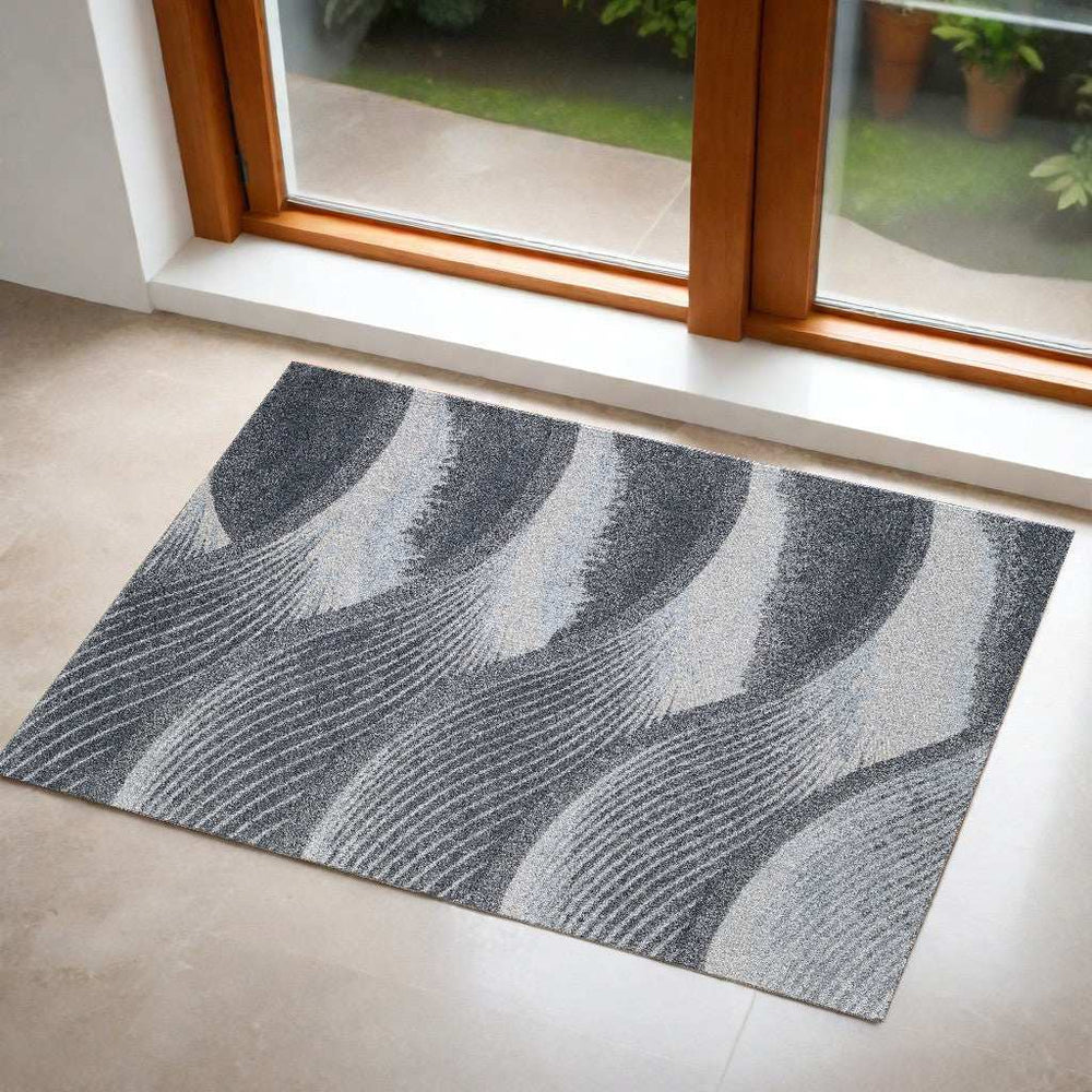 3' X 5' Blue and Gray Abstract Area Rug - Homeroots - Flyclothing LLC