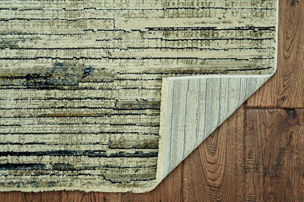 4' X 6' Ivory and Blue Abstract Area Rug - Homeroots - Flyclothing LLC