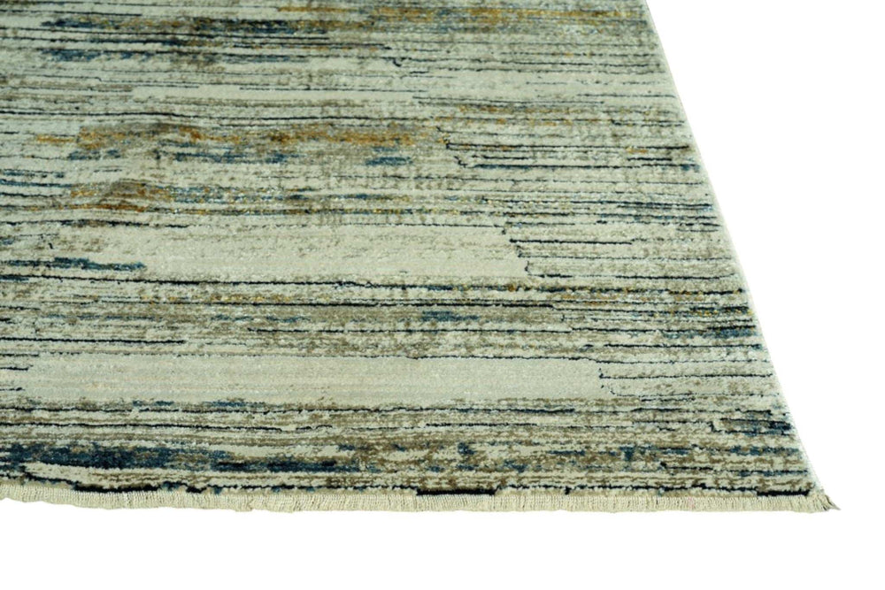 8' X 11' Ivory and Blue Abstract Area Rug - Homeroots - Flyclothing LLC