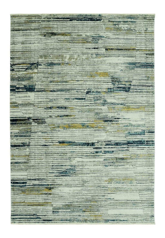 8' X 11' Ivory and Blue Abstract Area Rug - Homeroots - Flyclothing LLC
